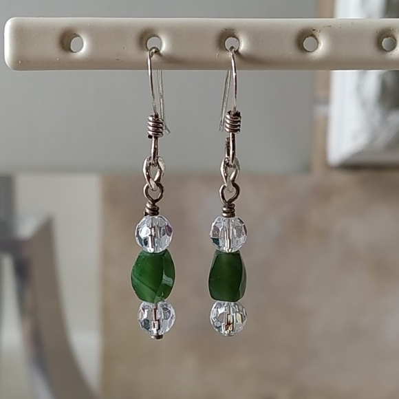 Sterling Silver & Jade dangle earrings